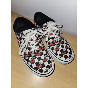 VANS Cherry Checkered Shoes Sneakers Women's Size‎ 6 Black & White Low Top